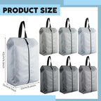 6 Pcs Travel Shoe Bags with Zipper Nylon Portable Waterproof Suitcase Shoe Organizer Packing for Golf(L,Gray)