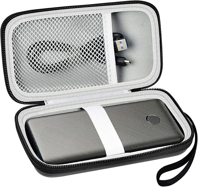 Case Compatible with Anker Portable Charger, 313 Power Bank (for PowerCore Slim 10K) / 523 Power Bank (Slim 10K PD) 10000mAh Battery Pack. 10K Battery Pack Storage Holder Bag (Box Only)- Black