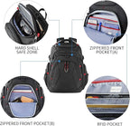 KROSER Travel Laptop Backpack 17.3 Inch XL Computer Backpack with Hard Shell Saferoom RFID Pockets Water-Repellent Business College Daypack Stylish Bag for Men/Women-Black
