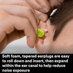 3M Ear Plugs, E-A-Rsoft Yellow Neons 315-1251, 200 Pair of Disposable Earplugs, Pairs Individually Wrapped, Slightly Longer, Uncorded, 33 NRR, Tapered Cylinder Shape, Slow Recovery Foam