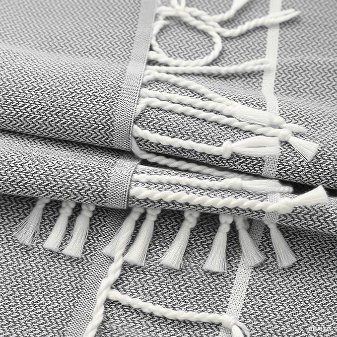 YSYJ 24 Pack Turkish Beach Towel 36"x71" Beach Towels Oversized Bath Towels Sand Free Quick Dry Turkish Towel Bulk Extra Large Pool Blanket Grey