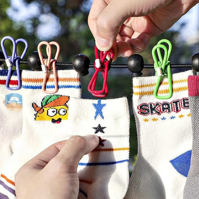 Retractable Portable Travel Clothesline, Clothing Line with 12 Clothes Clips for Indoor Laundry Drying Line with Clothesline Stops, Outdoor Camping Accessories