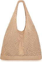 COOKOOKY Crochet Beach Tote bag Summer Beach Bag for Women Aesthetic Mesh Tote Bag Hippie Bag Knit Bag