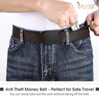 Travel Security Money Belt with Hidden Money Pocket - Cashsafe Anti-Theft Wallet Unisex Nickel free Nylon Belt by JASGOOD
