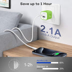 USB Wall Charger, [2-Pack] 2.1A AILKIN 2-Port USB Phone Charger Block Plug Power Adapter Charging Base for iPhone 17 Air 16 15 14 Plus/Mini/Pro 13 12 Max SE 11 Plus Google Pixel 7 7a 6 pro 6a 5 Box
