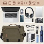 RAINSMORE Messenger Bag for Men 17-17.3 Inch Laptop Bag Water-resistant Canvas Computer Shoulder Bag Office Work Briefcase Large Casual Satchel Bags for Men Bookbag for College, OliveDrab