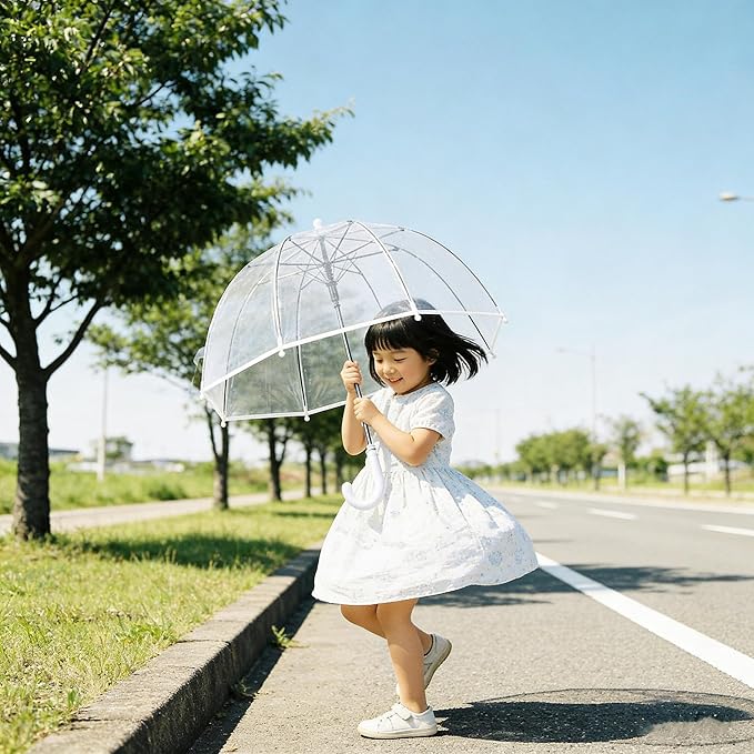 Clear Bubble Umbrella | Transparent Dome | Lightweight Cute Design | Auto Open | Rain & Windproof for Travel Outdoor