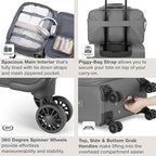 U.S. Traveler Rio Lightweight Softside Rolling Carry-on Suitcase, 4-Wheel Single, Light Gray