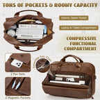 RAINSMORE Mens Laptop Bag PU Leather Messenger Bag 15.6 Inch Briefcase Vintage Computer Satchel Bag for Work Business