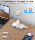 BESTEK Pure Sine Wave 220v to 110v Converter, US to European Travel Voltage Converter for Hair Straightener/Curling Iron, Step Down Transformer with 4 USB(1 PD35W) and UK/AU/US/EU Worldwide Adapter