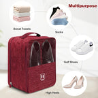 Large Shoe Bags for Travel, Shoe Travel Bag Holds 3 Pairs of Shoes, Travel Shoe Bags for Packing in Suitcase, Portable Dance Shoe Storage Pouch, Shoe Organizer, Sneaker Storage Bag (Red)