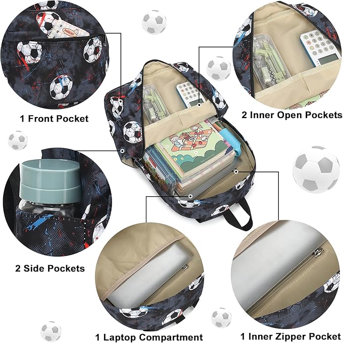 CAMTOP Preschool Backpack for Kids Boys Soccer Backpack Toddler Kindergarten School Bookbags for Age 3-8