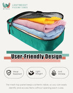 WTREE 4-Piece Packing Cubes Travel Accessories Set for Suitcases - Luggage Organizer Bags with Double Zipper - Mesh Top - Small/Medium/Large/Slim - Green
