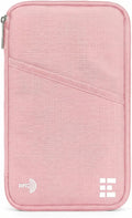 Zero Grid RFID Family Passport Holder for up to 6 Passports, Large Zippered Wallet for Men & Women, Fits Cards, Cash, ID, Sim Card; Premium & Compact Travel Document Holder - Rose Pink