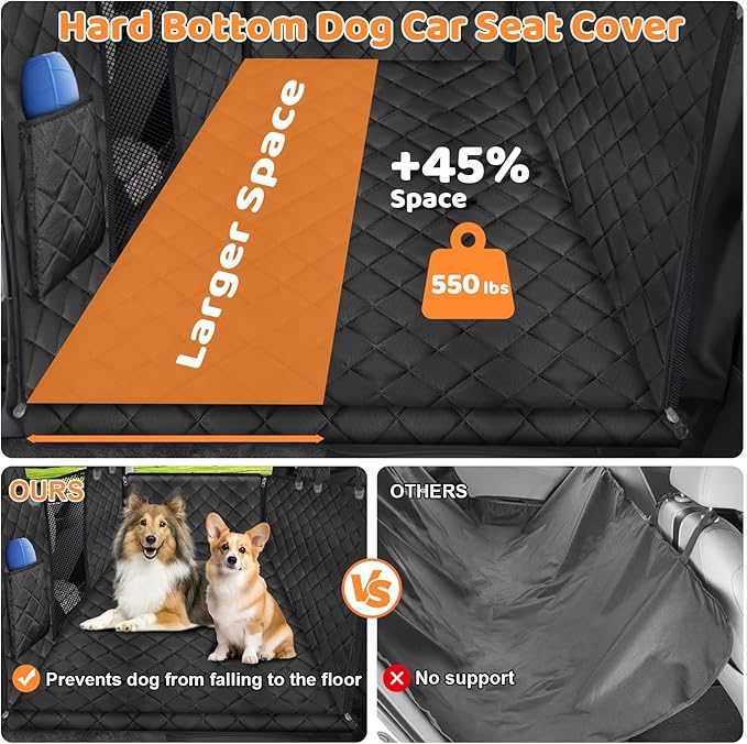 URPOWER Upgraded Back Seat Extender for Tesla Model Y - Large Hard Bottom Dog Car Seat Cover Holds 550lbs, Waterproof Dog Hammock Pet Bed with High-Density Foam Non-Slip Backseat Protector