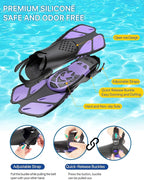 Ubekezele Snorkeling Gear for Adults Men Women,4 in 1 Snorkel Set with Panoramic View Diving Mask Anti-Fog Anti-Leak,Dry Top Snorkel,Fins and Travel Bag for Swimming,Snorkeling and Travel Diving