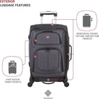SWISSGEAR Sion Softside Expandable Spinner Luggage Durable Lightweight Travel Suitcase, Dark Grey, 2-Piece Set (21/25)