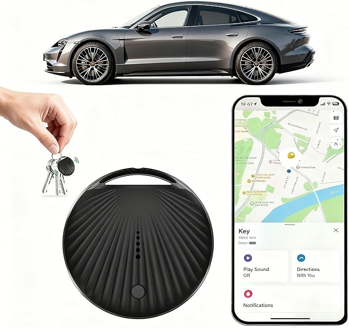 Smart Tag Tracking DeviceTracker Tags, Key Finder Locator with Sound, with Find My(iOS Only), Key Finder Locator with Sound for Luggage, Pet, Wallet, Phone, Kids (Black)
