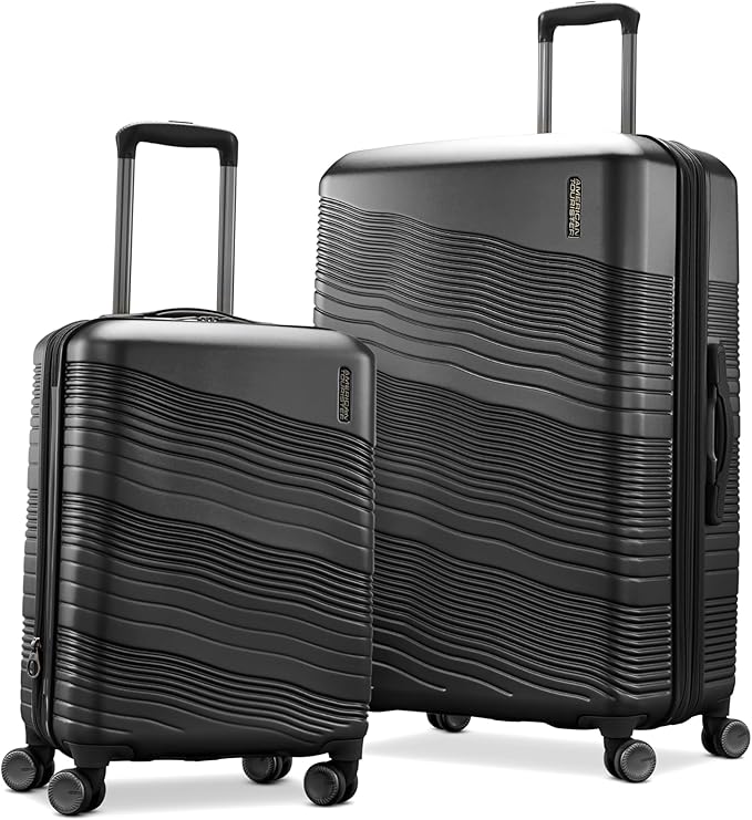 American Tourister Colorlite II 2 Piece Hard Side Expandable Luggage Set with Spinner Wheels, Black