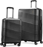 American Tourister Colorlite II 2 Piece Hard Side Expandable Luggage Set with Spinner Wheels, Black