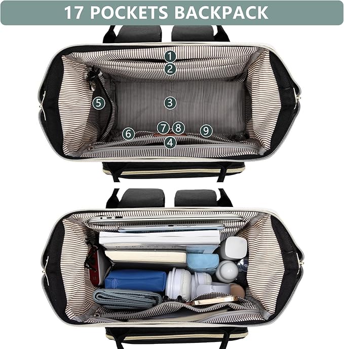 Laptop Backpack for Womem Work Bags: 15.6 Inch Travel BackPacks With USB Charging Port Durable Back Pack Anti Theft Fashion College BookBag Purse Bussiness Daypack for Nurse Teacher Light Blue Black
