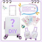 Kids Luggage Sets Suitcase Set with Travel Pillow for Girls 10 Sheets Gem Stickers Small Suitcase with Wheels Hardshell Carry on Luggage for Airplane Travel Essential DIY Styles Purple