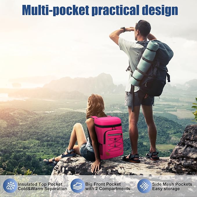 Backpack Cooler Insulated Leak Proof, Lightweight Soft Sided Cooler Backpack for Men Women, Waterproof Beach Cooler Bag Lunch Backpack for Camping Hiking Picnic Fishing Travel Outdoor