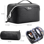 BOYATU Travel Makeup Bag Organizer Cosmetic Bag: 3 Pcs Set Make up Bags for Women with Handle - Waterproof Vegan Leather Toiletry Bags Travel Essentials Pouch with Compartments (C-01-Black)