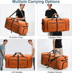 80L EXTRA LARGE Duffle Bag for Travel, 26" Foldable Travel Duffel Bag with Shoe Compartment for Men Women, Waterproof & Tear Resistant (Orange, EXTRA LARGE, 80L)