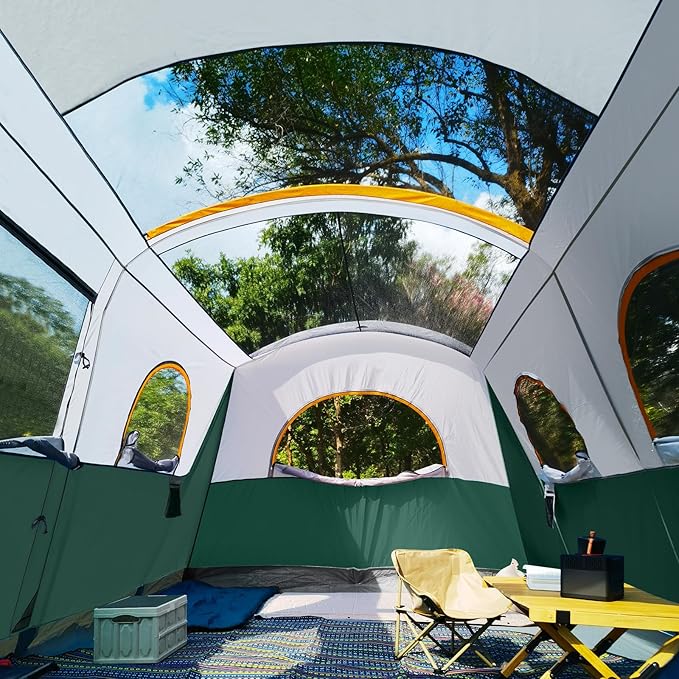 UNP Camping Tent 8 Person Waterproof Big Tunnel Tent with Screen Porch,Family Outdoor Large Tents for Camping 20' x 9' x 80in(H)