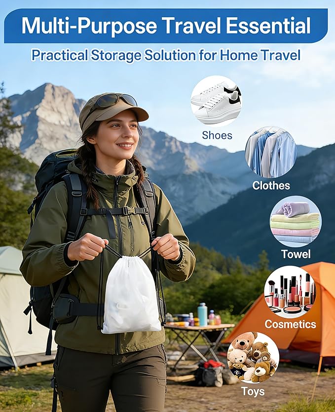 100 Pack Travel Shoe Bags, Waterproof Clear Shoe Storage Bags with Drawstring, Large Portable Shoe Organizer for Packing, 15.7 x 11.8 Inch Travel Essentials for Women and Men (Translucent)