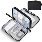 CAAORDKSO Electronics Travel Organizer, Electronic Accessories Carry Case Waterproof Double Layers Storage Bag Travel Essentials for Cord, Cable, Charger, USB, Power Bank, Earphone (Black, X-Large)