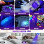 EverBrite UV Blacklight Flashlights 3-Pack Set, 9 LEDs 395nm Mini Black Light for Neon Glow Art, Class Teaching, Scorpions, Pets Stains Urine, 9 AAA Batteries Included