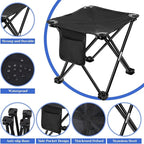 2 Pack Camping Stool,13 Inch Portable Folding Stool Compact Camping Chair Lightweight Stools Seat for Outdoor Gardening and Beach Hiking Fishing, Foot Stools with Carry Bag (Black)