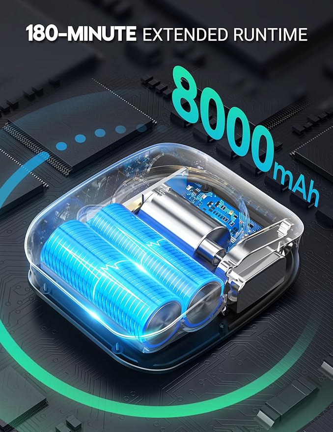 Docusvect Portable Shower for Camping 8000mAh with 3X Stronger Water Flow, Portable Camping Shower with 5 Pressure Levels, 4 Spray Modes, 26oz Ultra Lightweight, IPX8 Waterproof