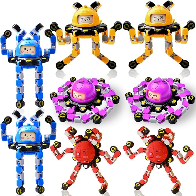 8Pcs Transformable Fidget Spinners for Kids Fidget Toys Teens Adults Sensory Toys with Autism ADHD Party Favors Travel Activities Easter Basket Stuffers Gifts for Kids Boys Girls A