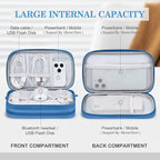 FYY Electronic Organizer, Travel Cable Organizer Bag Pouch Electronic Accessories Carry Case Portable Waterproof Double Layers Storage Bag for Cable, Cord, Charger, Phone, Earphone, Medium Size, Cyan