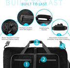 Vomgomfom 65L/85L/115L Foldable Travel Duffle Bag, Lightweight Checked Luggage with Shoe Compartment, Water-Resistant Weekender Overnight Bag for Men & Women