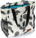 ESVAN Original Floral Tote Bag Large Shoulder Bag with Multi Pockets for Gym Travel Beach Daily Bags