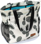 ESVAN Original Floral Tote Bag Large Shoulder Bag with Multi Pockets for Gym Travel Beach Daily Bags