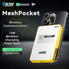 Heltec Meshtastic & LoRa Compatible Magnetic Power Bank with nRF52840 and SX1262 Chips E-Ink Display, Wireless Charging 5000mAh for Outdoor Emergency - MeshPocket Qi2 (Yellow)