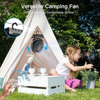 FRIZCOL 3-in-1 Camping Fan - Portable Fans Rechargeable - 48000mAh Battery Powered Fan with Light & Remote for Indoor, Outdoor, Tent, Travel, Fishing, Jobsite, Gifts for Men Dad Him - Black
