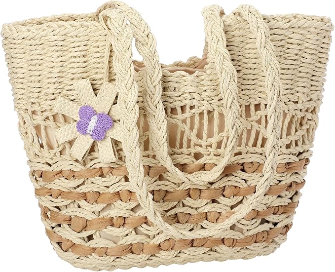 Trifabricy Beach Bags for Women, Summer Straw Bag, Woven Straw Beach Tote Bag Shoulder Handbags