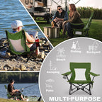 Joyfair Beach Camping Chair (2 Pack), Outdoor Folding Lawn Chair for Adults, Heavy Duty Portable Chair with Armrest for Outside Fishing, Sport, Patio, Cup Holder & Storage Pocket, Carry Bag (Green)