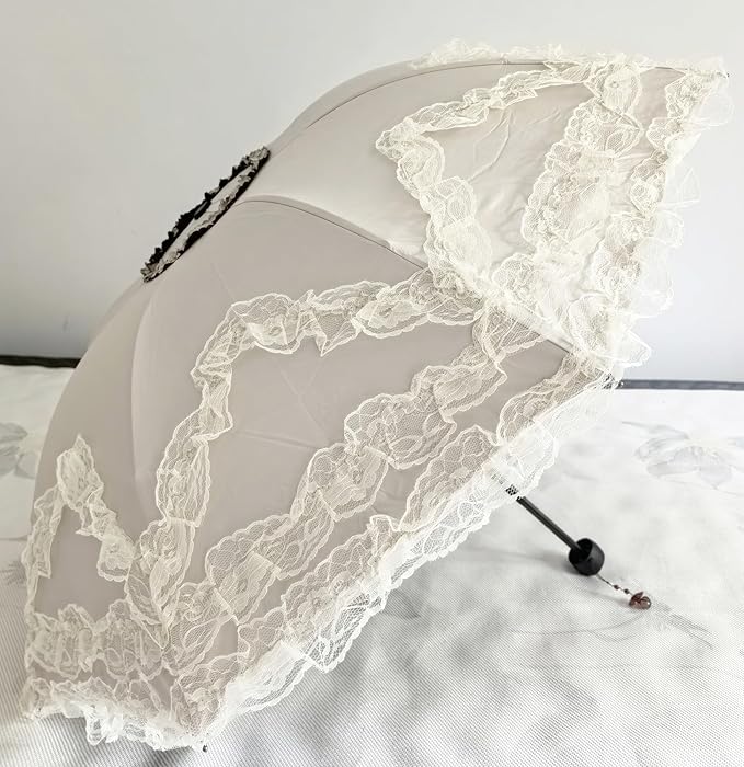 URAWESO Vintage Lace Parasol Gothic Lolita Umbrella UV Sun Protection Witch Cosplay Photoshoot Props Party Decoration