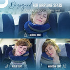 BCOZZY Travel Neck Pillow for Airplane – Patented Double Support for Head, Neck, and Chin. Best for Long Flights, Plane Sleeping & Car Rides. Adjustable Size. Fully Washable. Carry Bag. X-Large, Navy