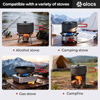 Alocs Camping Cookware Set Camping Gear, Compact Camping Pots and Pans Set, Durable Hard Alumina Camping Cooking Set for Outdoor Backpacking Camping Hiking Picnic, Included Mesh Carry Bag