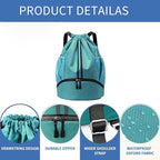 JELUTAR Drawstring Backpack Gym Bag with Shoes Compartment for Soccer, Basketball, Swim, Water-Resistant String Backpack Beach Cinch for Women Men, Teal