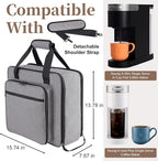 Anitor Portable Carrying Coffee Maker Travel Bag Match for Keurig K-Slim/K-Iced Plus, Single Serve Coffee Machine Travel Bag with Padded Shoulder Straps Includes Multiple Storage Bags, Grey