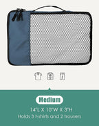 WTREE 4-Piece Packing Cubes Travel Accessories Set for Suitcases - Luggage Organizer Bags with Double Zipper - Mesh Top - Medium - Dark Blue